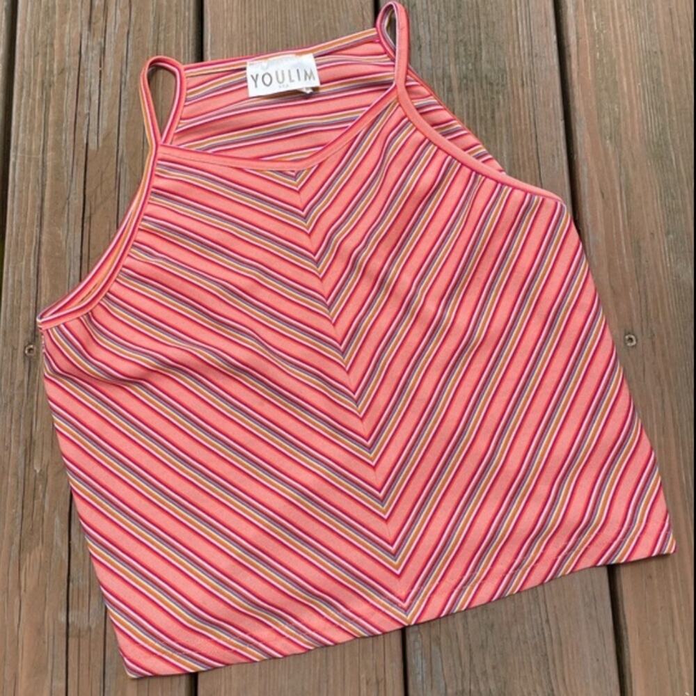 YOULIM Vintage Stretch Y2K Crop Tank Top Size M
